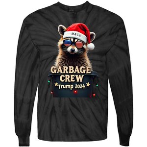 Christmas Maga Raccoon Garbage Crew Trump 2024 Tie-Dye Long Sleeve Shirt