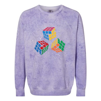 Cool Math Rubik Rubix Rubics Player Cube Math Lovers Colorblast Crewneck Sweatshirt