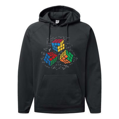 Cool Math Rubik Rubix Rubics Player Cube Math Lovers Performance Fleece Hoodie