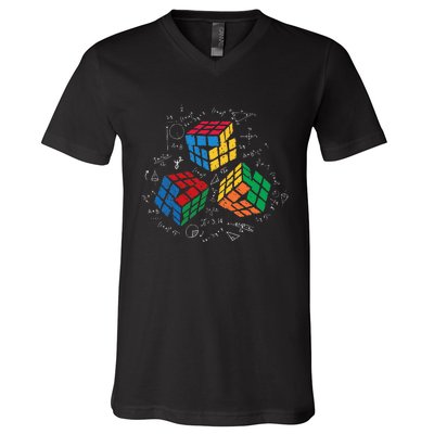 Cool Math Rubik Rubix Rubics Player Cube Math Lovers V-Neck T-Shirt