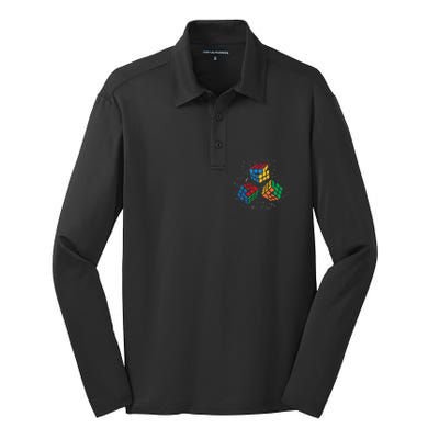 Cool Math Rubik Rubix Rubics Player Cube Math Lovers Silk Touch Performance Long Sleeve Polo