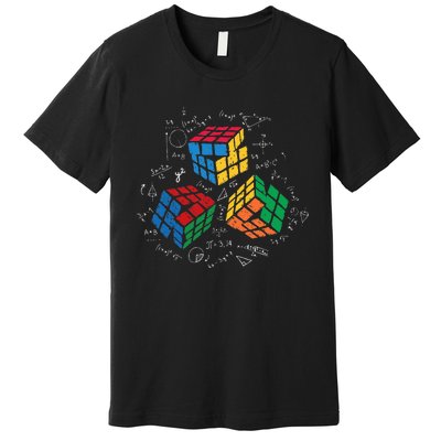 Cool Math Rubik Rubix Rubics Player Cube Math Lovers Premium T-Shirt