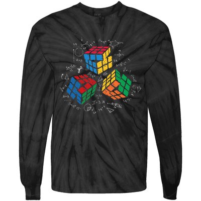 Cool Math Rubik Rubix Rubics Player Cube Math Lovers Tie-Dye Long Sleeve Shirt