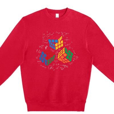 Cool Math Rubik Rubix Rubics Player Cube Math Lovers Premium Crewneck Sweatshirt