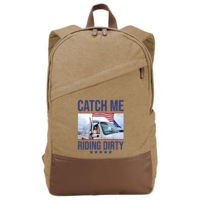 Catch Me Riding Dirty Trump Garbage Man In Trash Truck Cotton Canvas Backpack