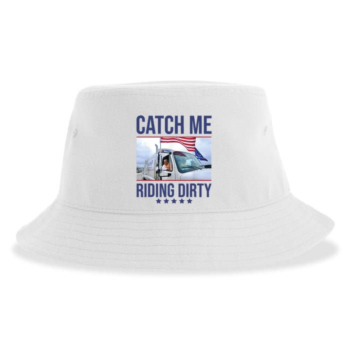 Catch Me Riding Dirty Trump Garbage Man In Trash Truck Sustainable Bucket Hat