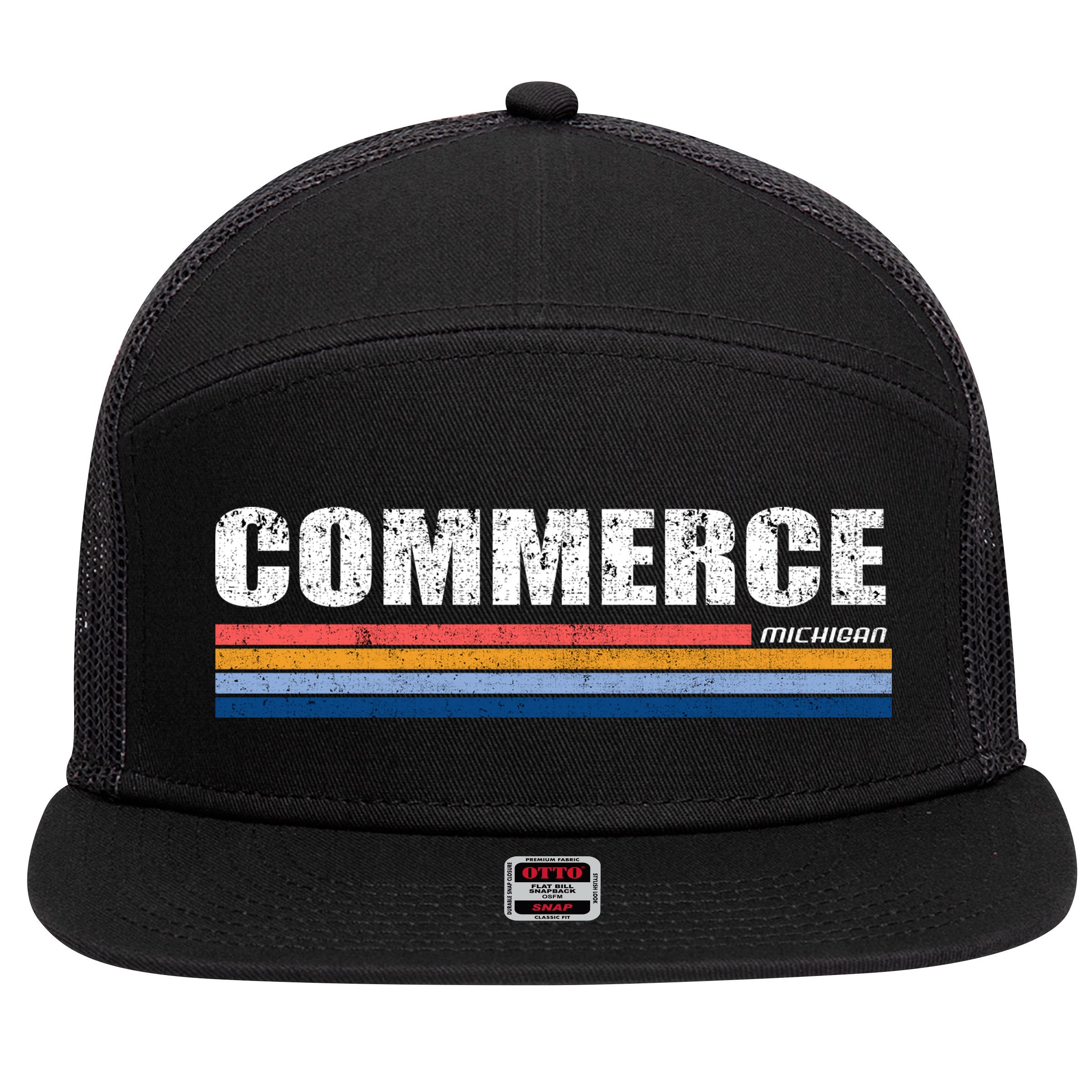 Commerce Michigan Retro 7 Panel Mesh Trucker Snapback Hat