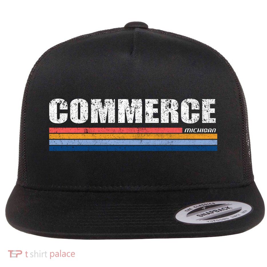 Commerce Michigan Retro Flat Bill Trucker Hat