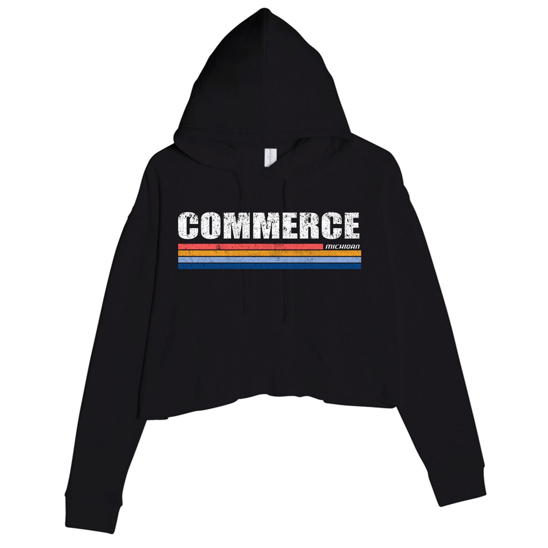 Commerce Michigan Retro Crop Fleece Hoodie