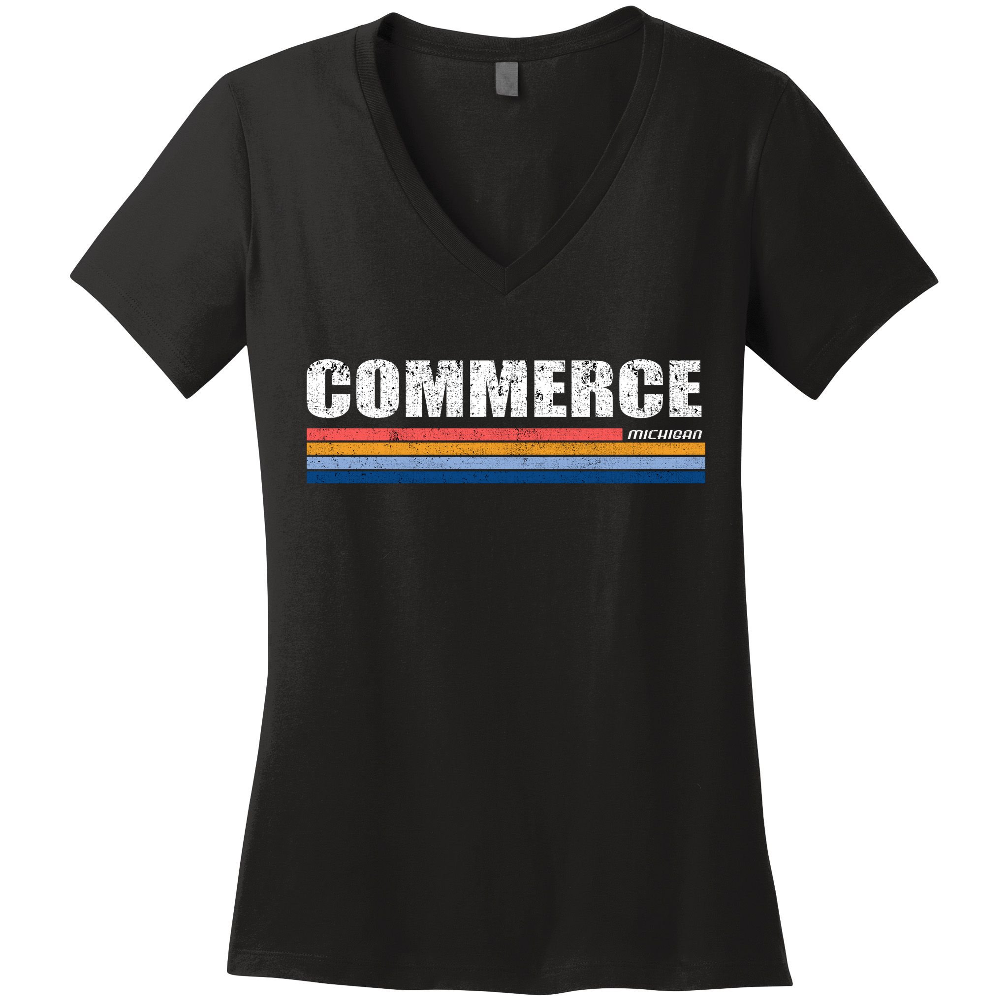 Commerce Michigan Retro Women's V-Neck T-Shirt