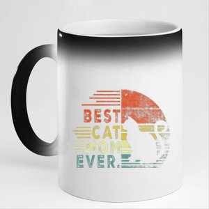 Cat Mommy Retro Best Cat Mom Ever Funny Cat Lady Cat Lovers 11oz Black Color Changing Mug