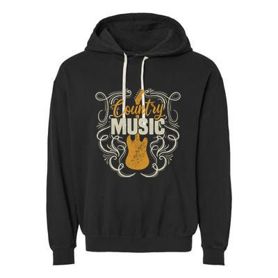 Country Music Retro Vintage Guitar Western Garment-Dyed Fleece Hoodie