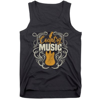 Country Music Retro Vintage Guitar Western Tank Top