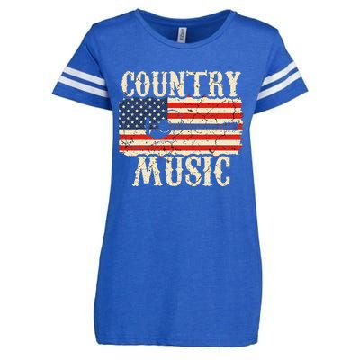 Country Music Retro Vintage Guitar American Flag Enza Ladies Jersey Football T-Shirt