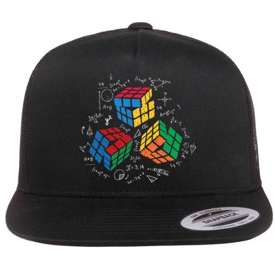 Cool Math Rubik Rubix Rubics Player Cube Math Lovers Flat Bill Trucker Hat