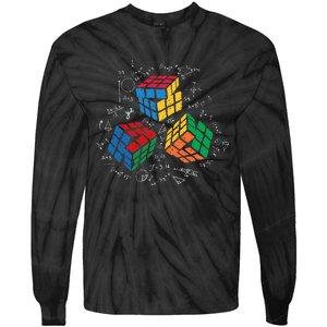 Cool Math Rubik Rubix Rubics Player Cube Math Lovers Tie-Dye Long Sleeve Shirt