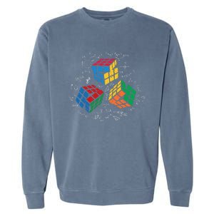 Cool Math Rubik Rubix Rubics Player Cube Math Lovers Garment-Dyed Sweatshirt