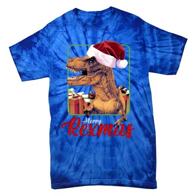 Christmas Merry Rexmas Dinosaur W/ SantaS Hat Tree Rex Great Gift Tie-Dye T-Shirt