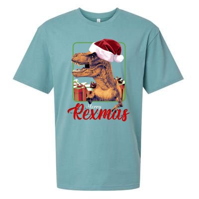 Christmas Merry Rexmas Dinosaur W/ SantaS Hat Tree Rex Great Gift Sueded Cloud Jersey T-Shirt