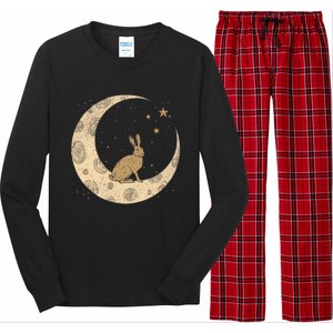 Crescent Moon Rabbit Stars Wiccan Wicca Witch Moon Phases Gift Long Sleeve Pajama Set