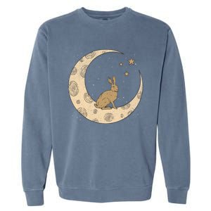 Crescent Moon Rabbit Stars Wiccan Wicca Witch Moon Phases Gift Garment-Dyed Sweatshirt