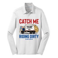 Catch Me Riding Dirty Garbage Vote Trump Truck Trump 2024 Silk Touch Performance Long Sleeve Polo