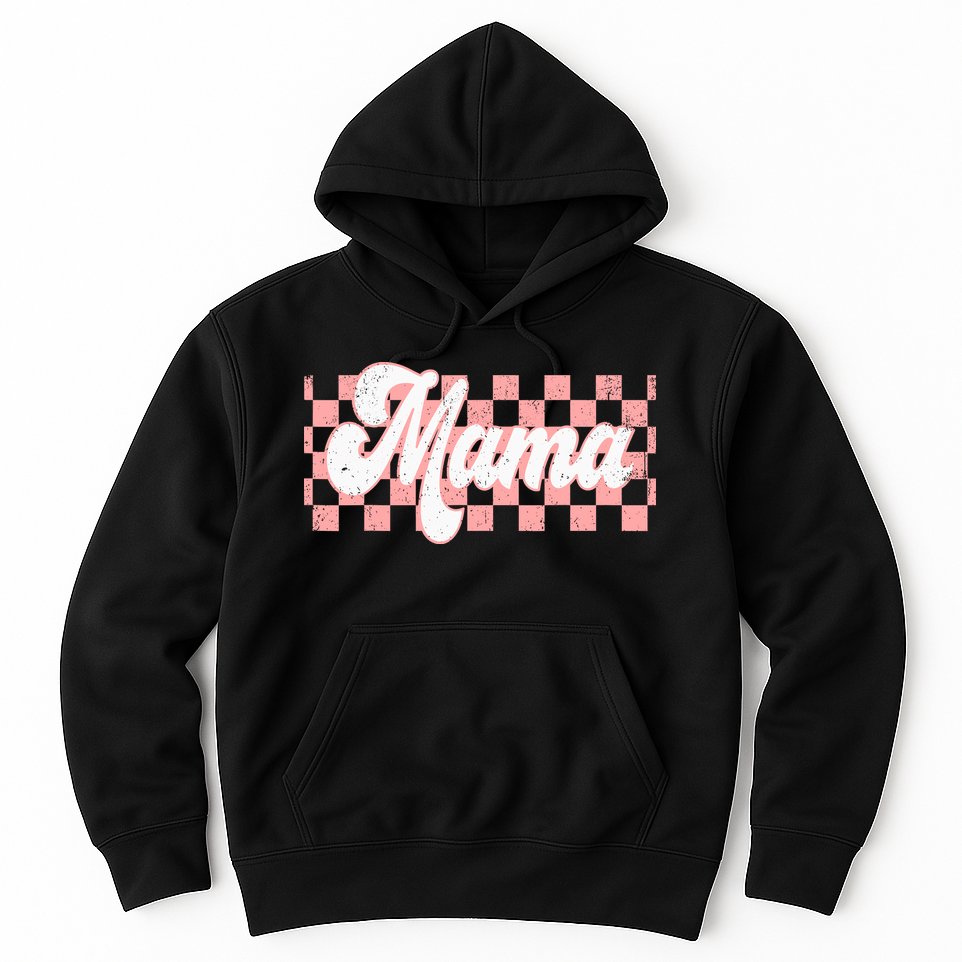 Checkered Mama Retro Mom Life Women Mothers Day New Mom Hoodie