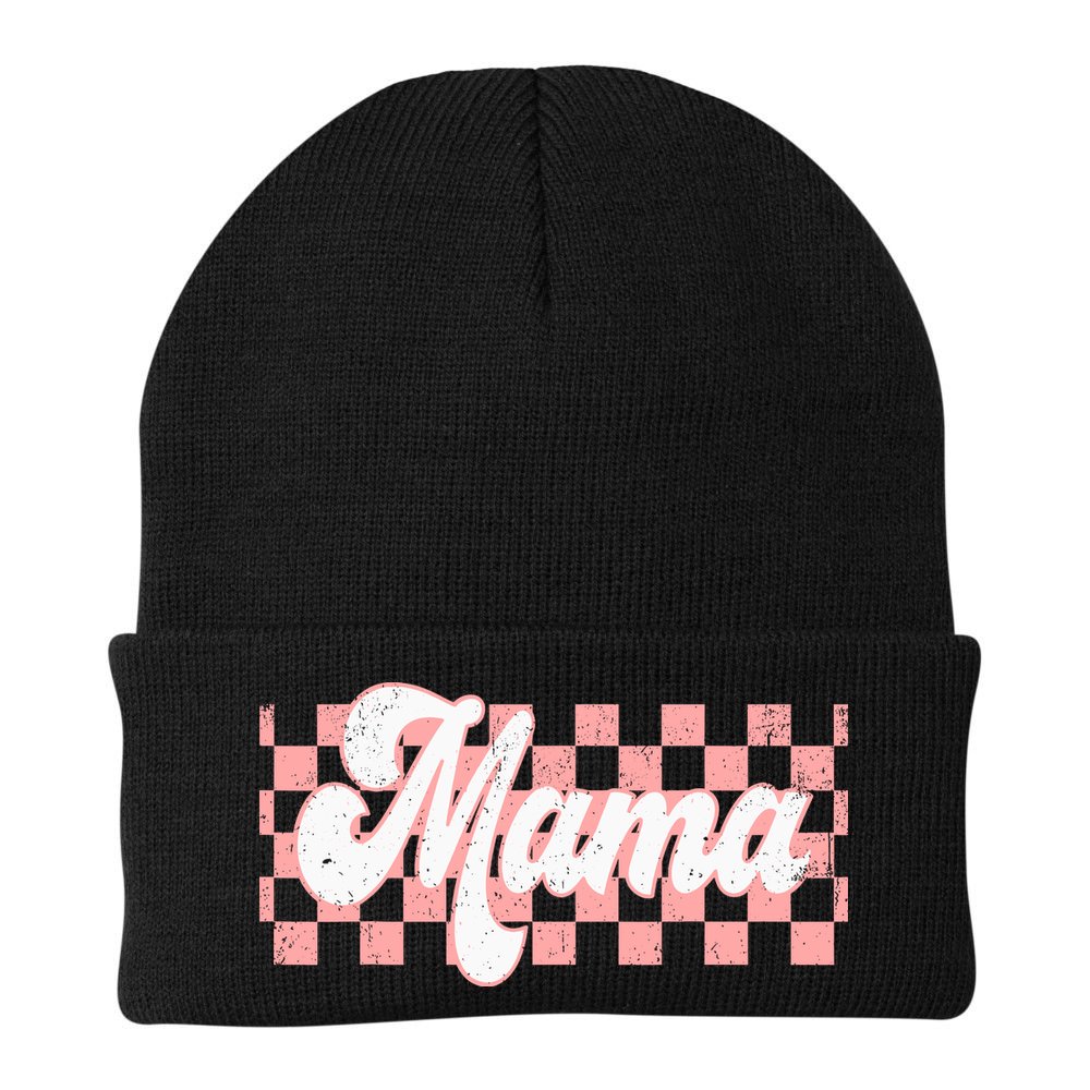 Checkered Mama Retro Mom Life Women Mothers Day New Mom Beanie
