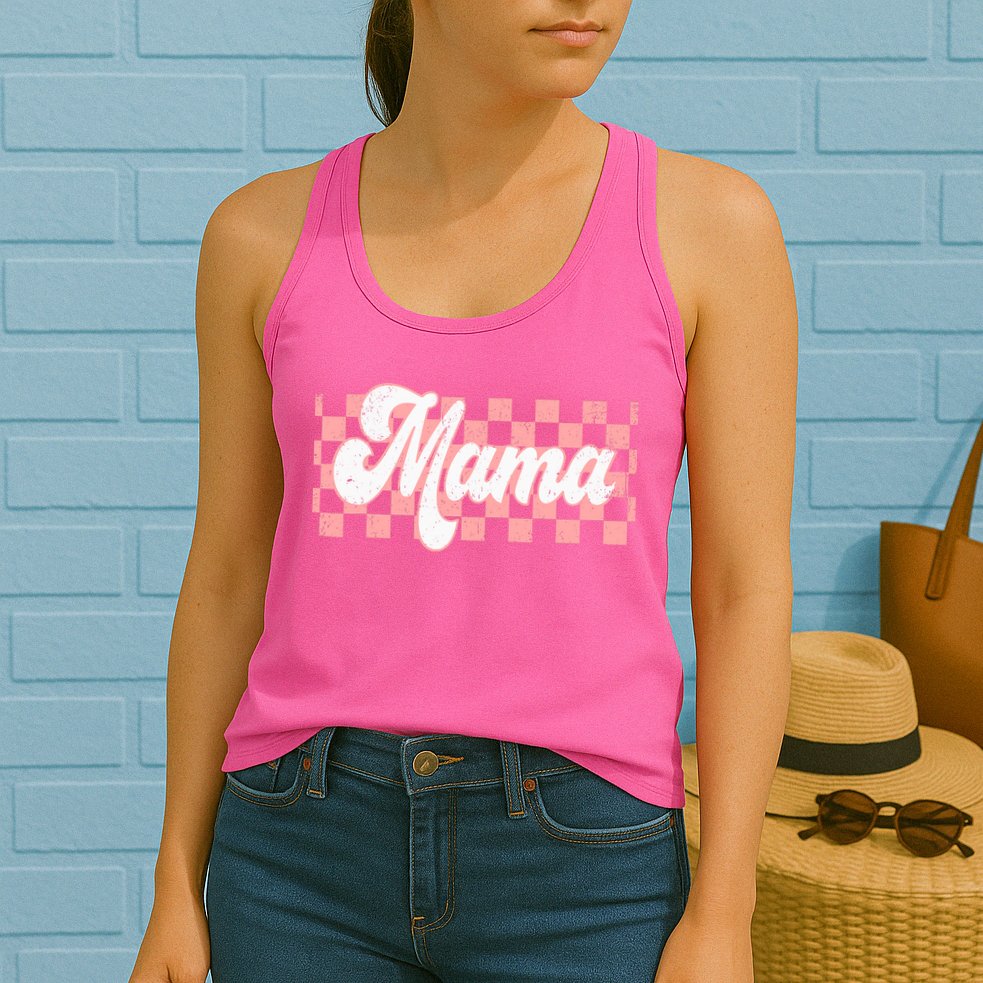 Checkered Mama Retro Mom Life Women Mothers Day New Mom Womens Tank Top