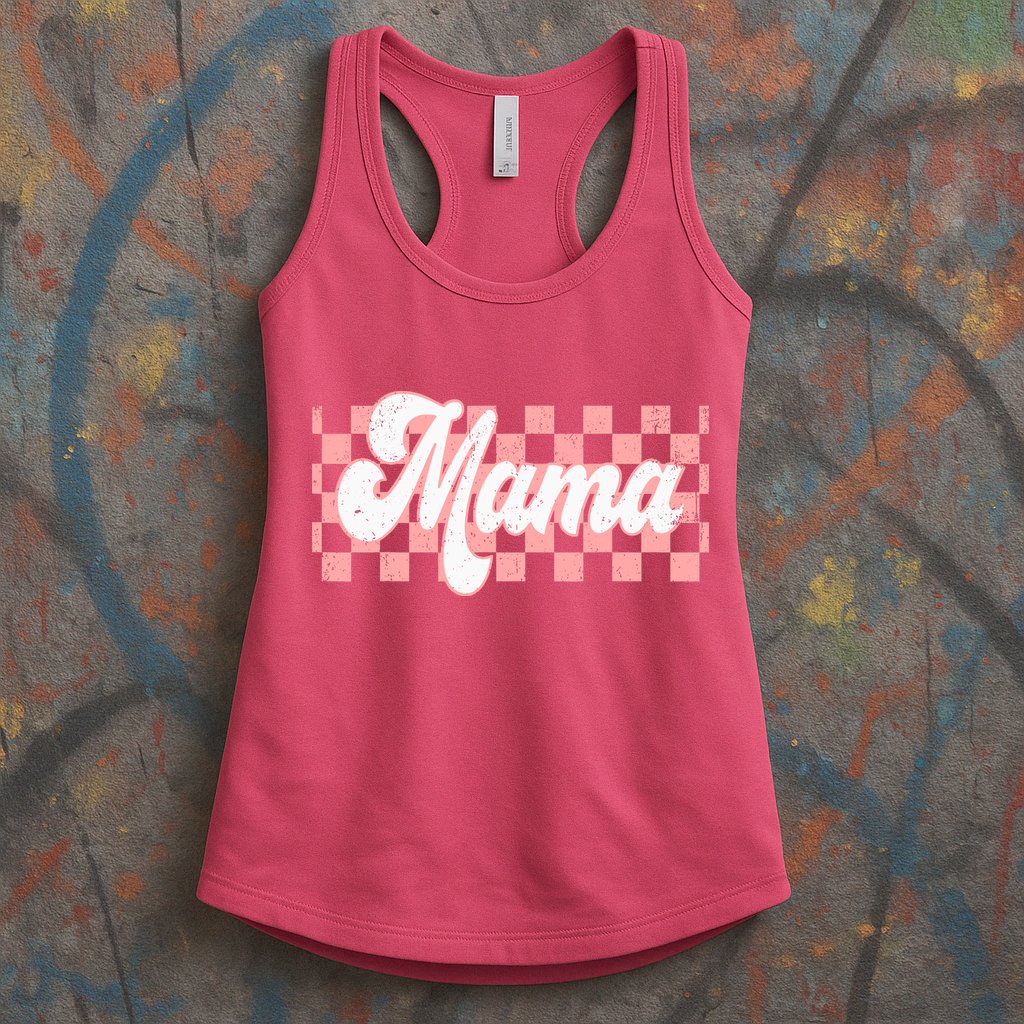 Checkered Mama Retro Mom Life Women Mothers Day New Mom Womens Tank Top