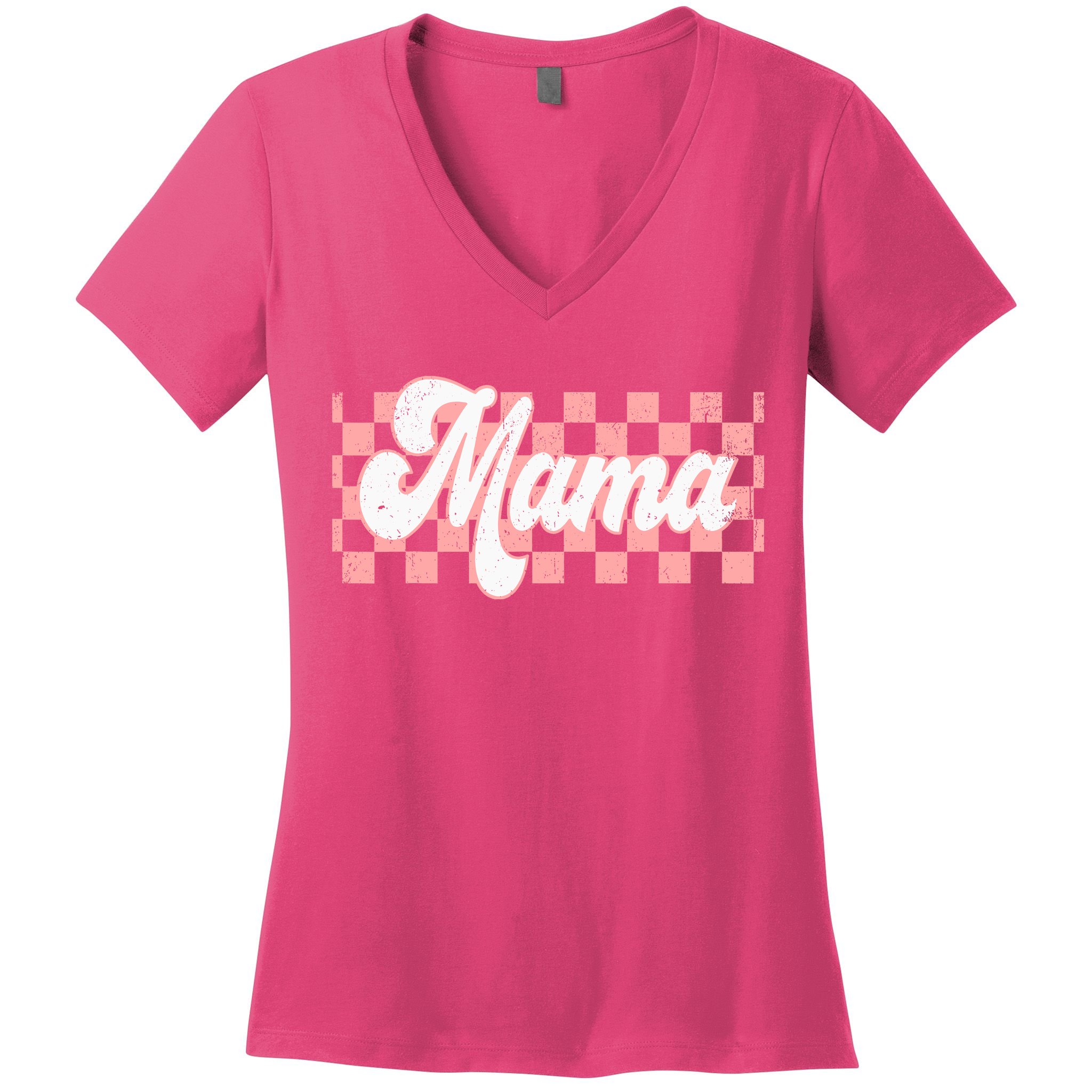 Checkered Mama Retro Mom Life Women Mothers Day New Mom Women's V-Neck T-Shirt