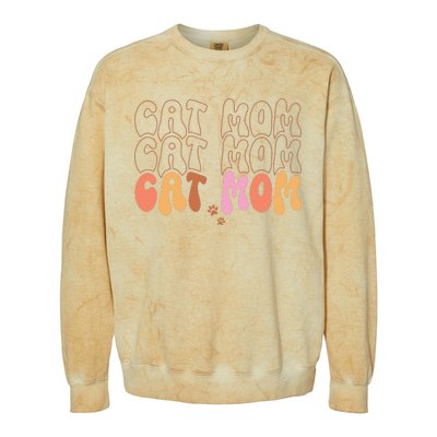 Cat Mom Retro Groovy Cats Adoption Mother's Day Colorblast Crewneck Sweatshirt