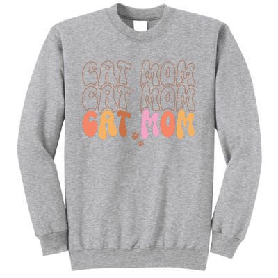 Cat Mom Retro Groovy Cats Adoption Mother's Day Tall Sweatshirt