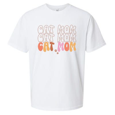 Cat Mom Retro Groovy Cats Adoption Mother's Day Sueded Cloud Jersey T-Shirt