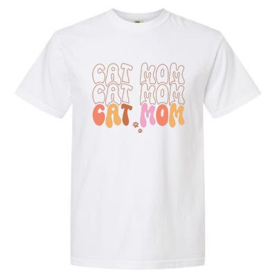 Cat Mom Retro Groovy Cats Adoption Mother's Day Garment-Dyed Heavyweight T-Shirt