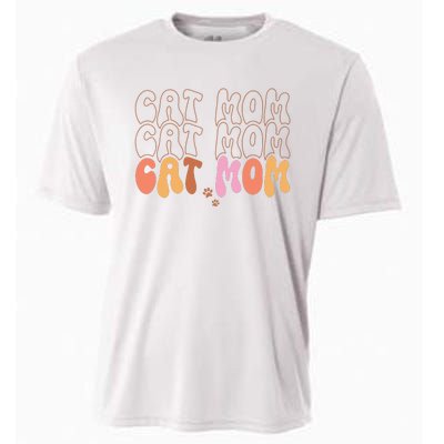 Cat Mom Retro Groovy Cats Adoption Mother's Day Cooling Performance Crew T-Shirt