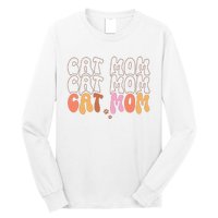 Cat Mom Retro Groovy Cats Adoption Mother's Day Long Sleeve Shirt