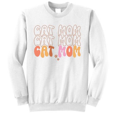 Cat Mom Retro Groovy Cats Adoption Mother's Day Sweatshirt