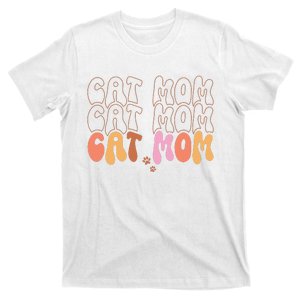 Cat Mom Retro Groovy Cats Adoption Mother's Day T-Shirt