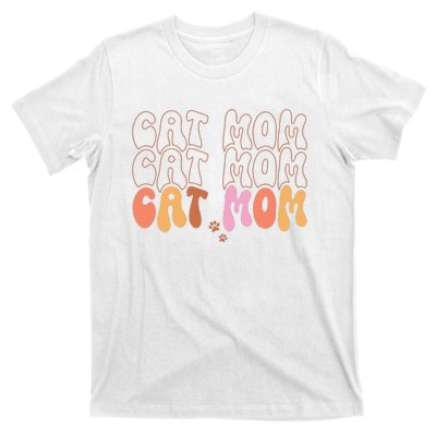 Cat Mom Retro Groovy Cats Adoption Mother's Day T-Shirt