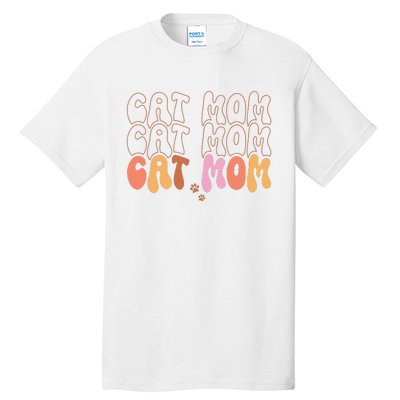 Cat Mom Retro Groovy Cats Adoption Mother's Day Tall T-Shirt