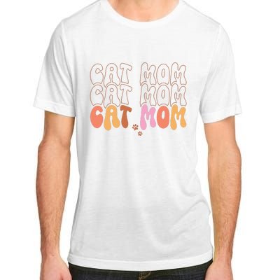 Cat Mom Retro Groovy Cats Adoption Mother's Day Adult ChromaSoft Performance T-Shirt