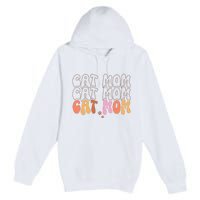 Cat Mom Retro Groovy Cats Adoption Mother's Day Premium Pullover Hoodie