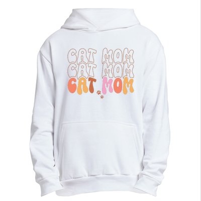 Cat Mom Retro Groovy Cats Adoption Mother's Day Urban Pullover Hoodie