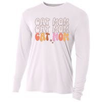 Cat Mom Retro Groovy Cats Adoption Mother's Day Cooling Performance Long Sleeve Crew