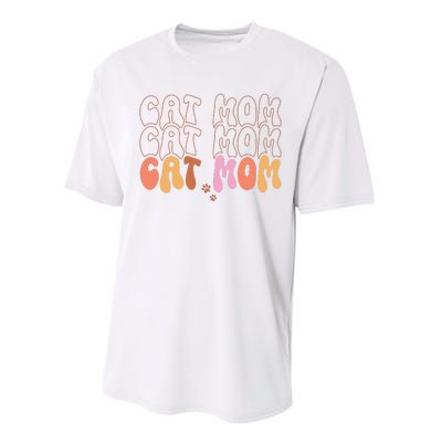 Cat Mom Retro Groovy Cats Adoption Mother's Day Performance Sprint T-Shirt