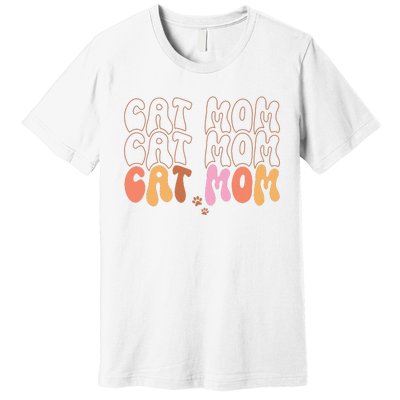 Cat Mom Retro Groovy Cats Adoption Mother's Day Premium T-Shirt