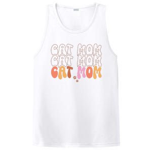 Cat Mom Retro Groovy Cats Adoption Mother's Day PosiCharge Competitor Tank