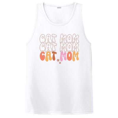 Cat Mom Retro Groovy Cats Adoption Mother's Day PosiCharge Competitor Tank