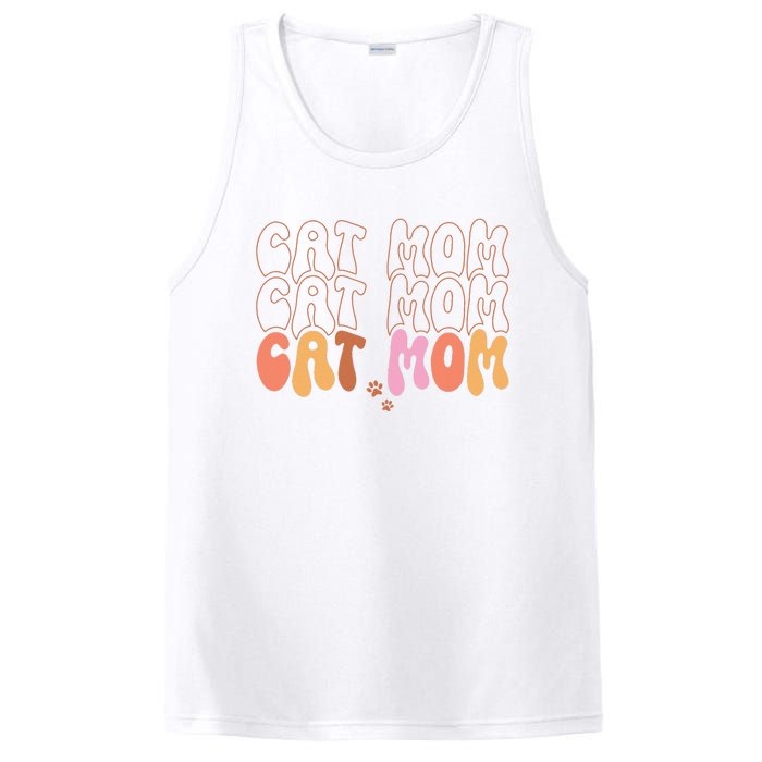 Cat Mom Retro Groovy Cats Adoption Mother's Day PosiCharge Competitor Tank